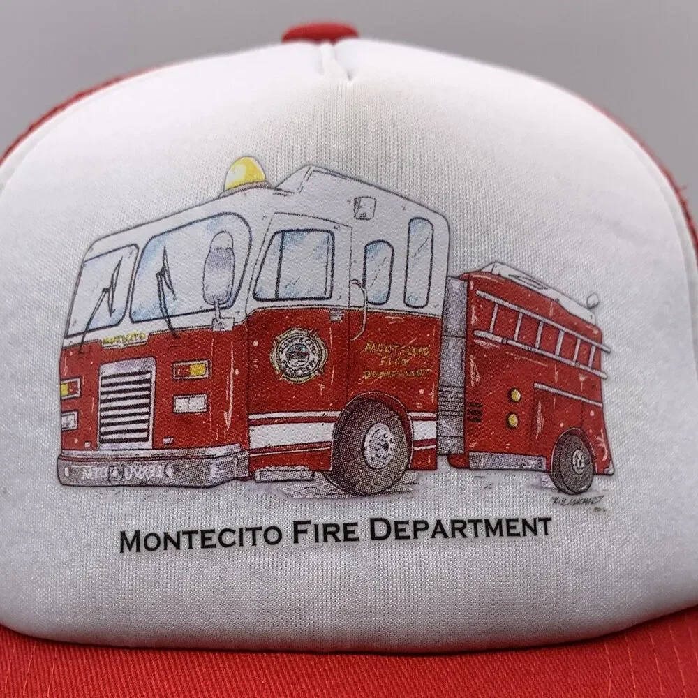 Grom Squad Montecito Fire Department Red/White Mesh Trucker Hat Adjustable